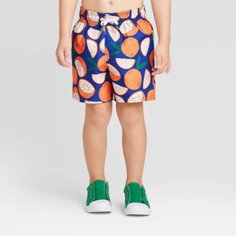 NEW! Cat & Jack Toddler Boys'‎ Slice Orange Swim Trunks